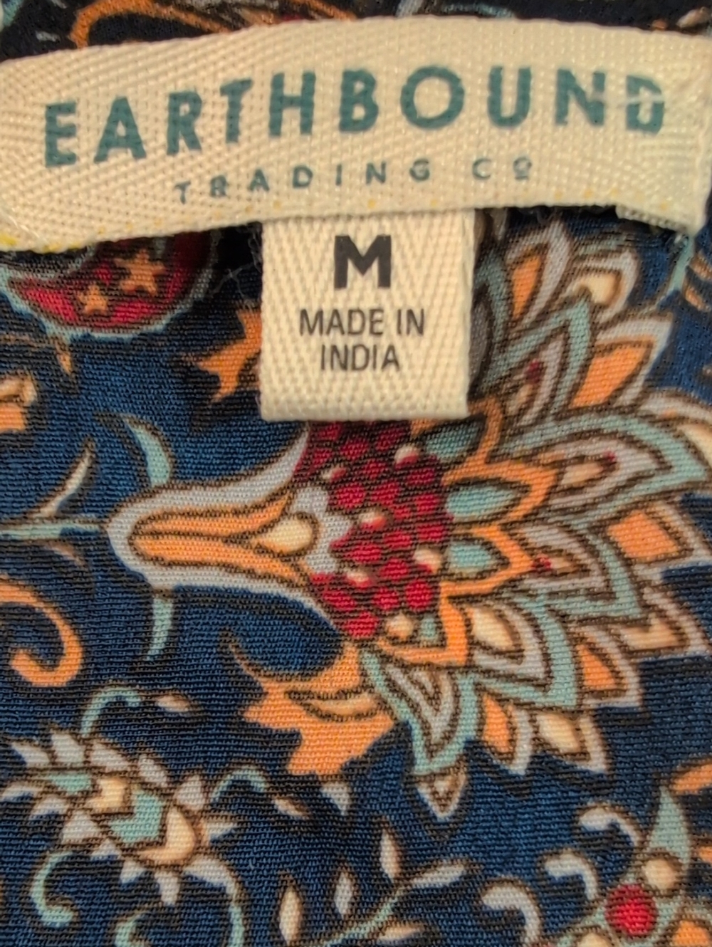 Earthbound Trading Navy Paisley Tie Front Maxi Kimono/Duster Size M EUC - Picture 8 of 10